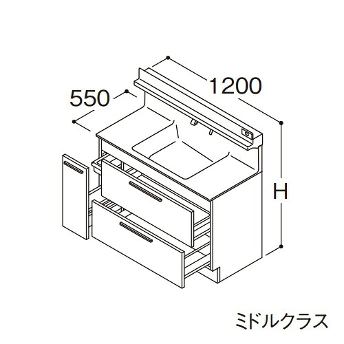 ●TOTO 【LDSFB120BDJDN1】洗面化粧台 ミドルクラス オクターブ 回避なし+体重計収納あり カウンター高さ800mm 間口1200mm 一般地 受注生産〔GA〕｜あいあいショップさくら