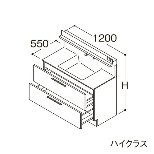 ●TOTO 【LDSFB120BCJDS1】洗面化粧台 ハイクラス オクターブ 2段引き出し 回避なし+体重計収納あり カウンター高さ800mm 間口1200mm 寒冷地 受注約1週〔GA〕｜あいあいショップさくら