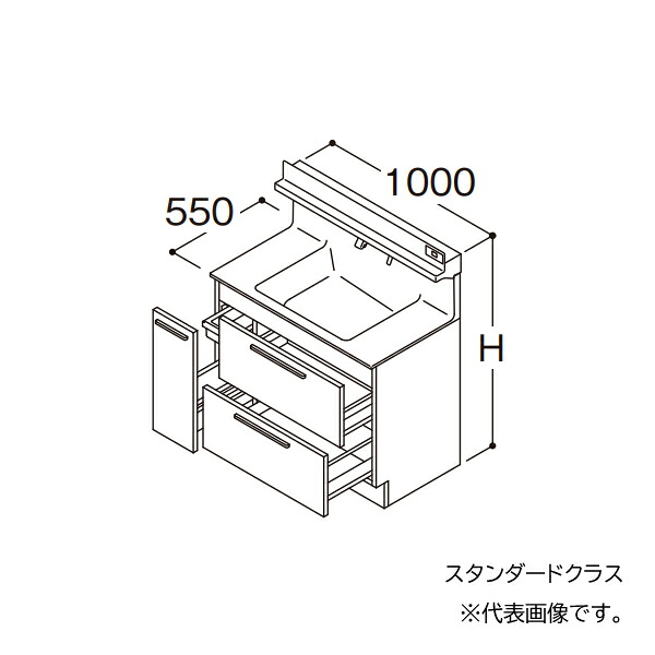 ●TOTO 【LDSFB100BDBAS2A】洗面かざり付ける台 標準尺度 オクターブ 3Way押し入れ 右寄りくぐり抜ける+体量計納めるあり カウンタ高さ800 間口1000 冷ややかさ地 受注生み出すこと〔GA〕