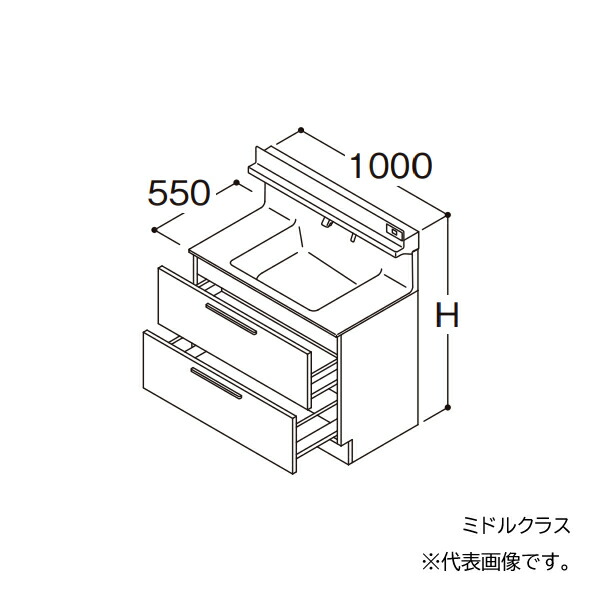 ●TOTO 【LDSFB100BCBCN2】洗面化粧台 ミドルクラス オクターブ 2段引き出し 右側回避+体重計収納あり カウンター高さ800 間口1000 一般地 受注生産〔GA〕