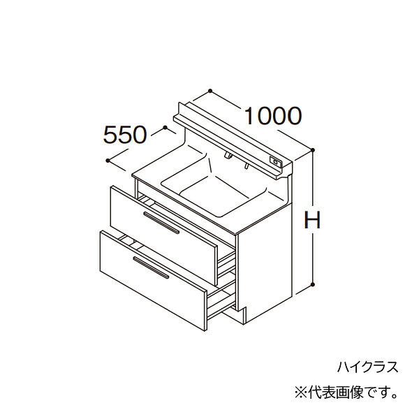 ●TOTO 【LDSFB100BCBAS2】洗面かざり付ける台 御前上等 オクターブ 2段引き出し 右寄りくぐり抜ける+体量計納めるあり カウンタ高さ800 間口1000 冷ややかさ地 受注約1週〔GA〕