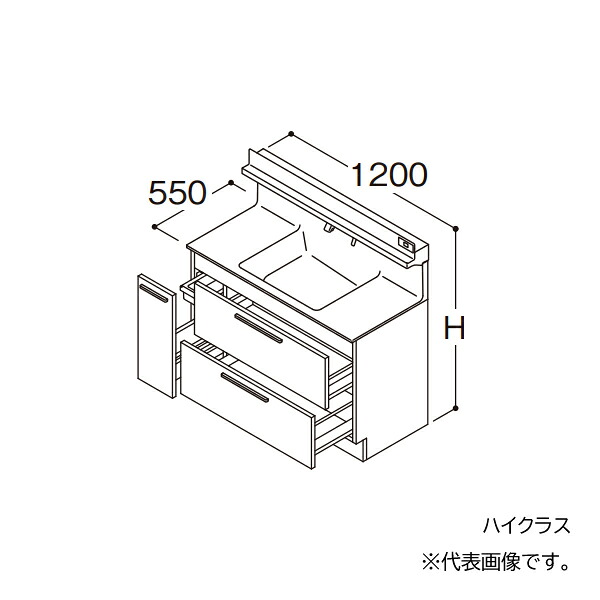 ●TOTO 【LDSFB120BDJBN2】洗面化粧台 ハイクラス オクターブ 3Wayキャビネット 回避なし+体重計収納あり カウンター高さ800 間口1200 一般地 受注約1週〔GA〕