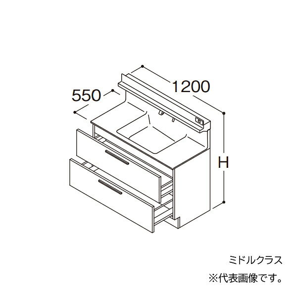 ●TOTO 【LDSFB120BCBAS2】洗面化粧台 ミドルクラス オクターブ 2段引き出し 右側回避+体重計収納あり カウンター高さ800 間口1200 寒冷地 受注生産〔GA〕
