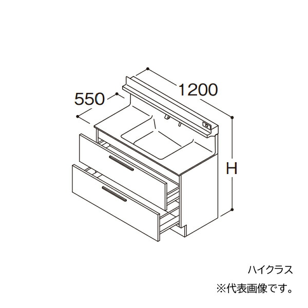 ●TOTO 【LDSFB120BCBCS2】洗面かざり付ける台 飛び切り オクターブ 2段引き出し 右寄りくぐり抜ける+体量計納めるあり カウンタ高さ800 間口1200 冷ややかさ地 受注約1週〔GA〕
