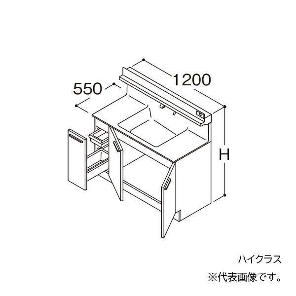 ●TOTO 【LDSFB120BJAAS2】洗面かざり付ける台 御前上等 オクターブ 片抽き出し 左方くぐり抜ける+体量計納めるあり カウンタ高さ800 間口1200 冷ややかさ地 受注約1週〔GA〕