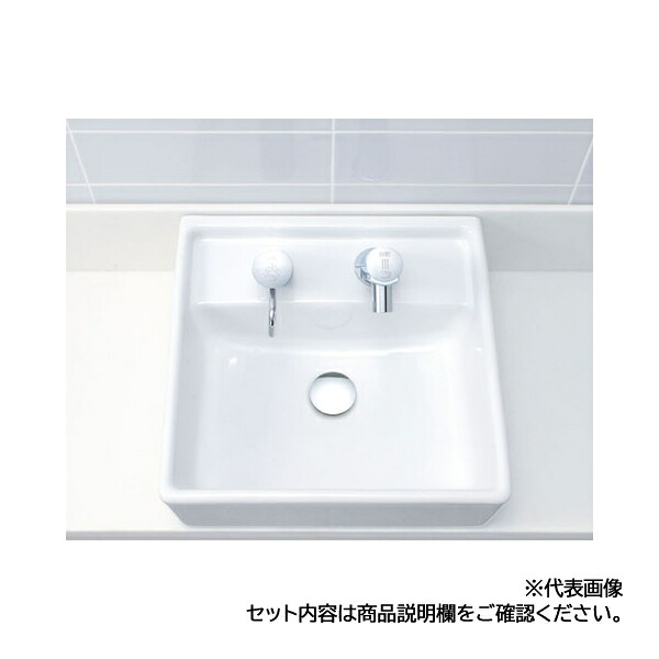 INAX/LIXIL 【L-531N/BW1+AM-300TCV1】ピュアホワイト 角形洗面器 ベッセル式施工 自動小銃水栓 AC100V遣りかた 壁水・床水抜き(S落とし穴)