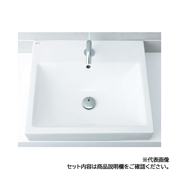 INAX/LIXIL 【L-536ANC/BW1+AM-330TCV1】ピュアホワイト 角形洗面器 ベッセル式 自動水栓 AC100V仕様 壁給水・床排水(Sトラップ)｜あいあいショップさくら
