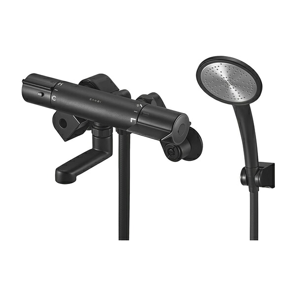 三栄水栓/SANEI 水栓金具【SK18C-5-S-MDP】マットブラック サーモシャワー混合栓 受注生産〔FA〕