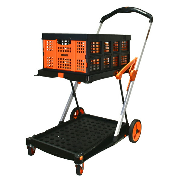 ●⇔BLACK+DECKER/黒いこと＆デッカー【BXWT-H204】折りたたみ式2段手押し車 BOX付 2段式 プラットホーム手押し車