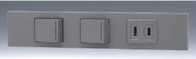 β神保電器 配線器具【KAG-3513】SG色 NKシリーズ 3路ガイド＋3路ガイド＋コンセントセット 受注生産