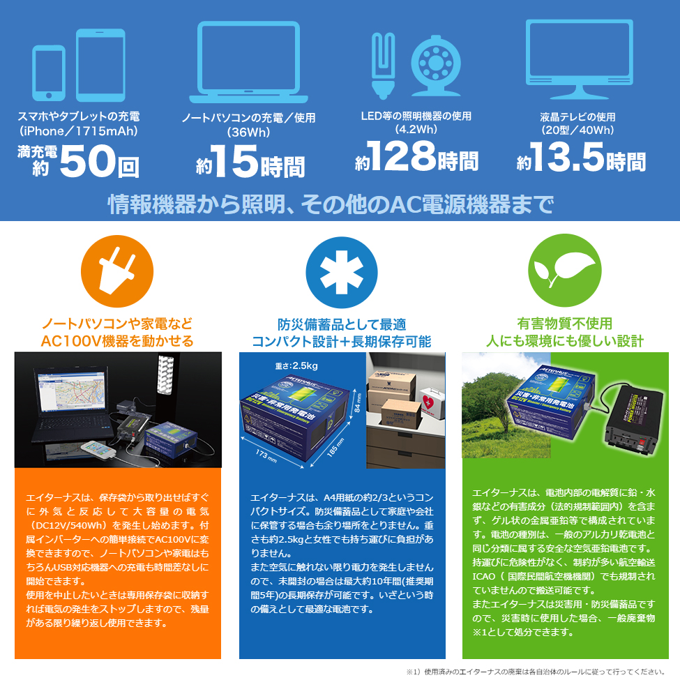 U ダブルエー ホールディングス エイターナス たたずまい発生池 単体 エイターナス Aeternus 空気発電池 横災 傷常用発電池 Wikiimpact Com