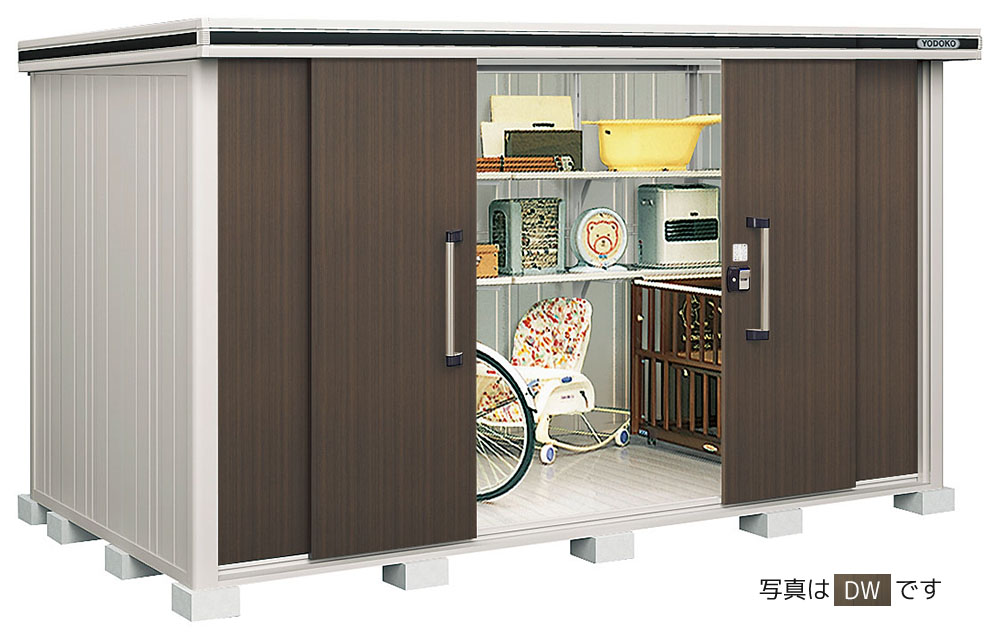 ●u.ヨド物置/ヨドコウ【LMD-3618 EG】エバーグリーン エルモ 中・大型物置 一般型 引き分け戸 標準高タイプ 受注約2週