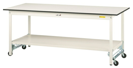 ●u.ヤマキン/山金工業【SUPU-1560TT-WW】ワークテーブル 150シリーズ ワンタッチ移動タイプ H740mm 全面棚板付 組立式