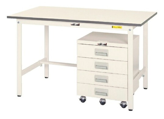 ●u.ヤマキン/山金工業【SUP-1275-WW+UCW-4】ワークテーブル 150シリーズ 固定式 キャビネットワゴン付 組み合わせ事例 組立式｜あいあいショップさくら