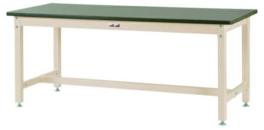●u.ヤマキン/山金工業【SZRV-1275-GI】ワークテーブル バイス専用タイプ 固定式 H740mm 塩ビシート天板(グリーン) アイボリー 組立式 受注生産