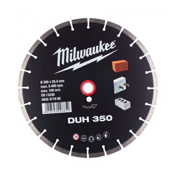 ▲●u.ミルウォーキー/Milwaukee 【4932471986】350粍 ダイヤモンドブレード (一部分型・石工用)