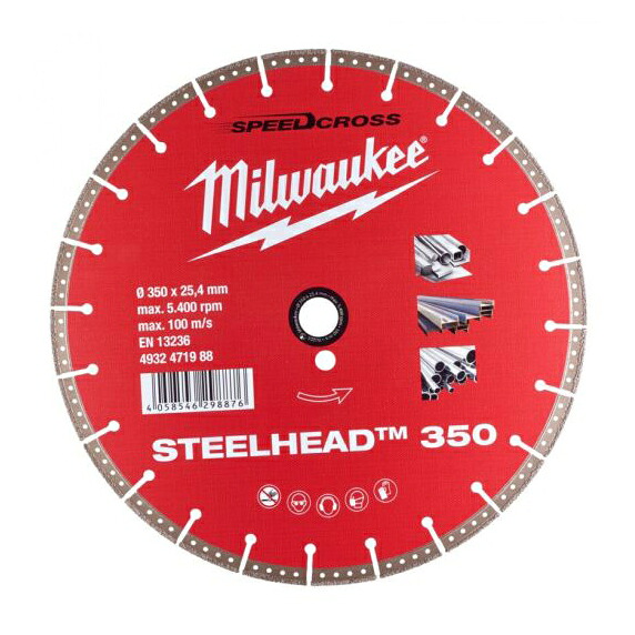 ▲●u.ミルウォーキー/Milwaukee 【4932471988】350粍ダイヤモンドブレード(スチール写真頭顱・金細工職人用)