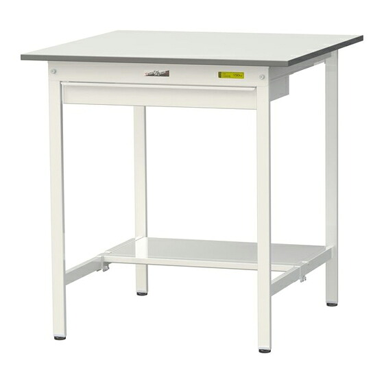 ●u.ヤマキン/山金工業 【SUPH-990WT-WW】ワークテーブル 150シリーズ(固定式 ワイド引出し付) H950mm 半面棚板付 組立式|あいあいショップさくら
