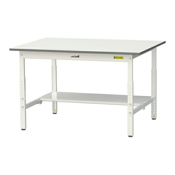 ●u.ヤマキン/山金工業 【SUPA-1290T-WW】ワークテーブル 150シリーズ(高さ調整タイプ) H600~H900mm 半面棚板付 組立式|あいあいショップさくら