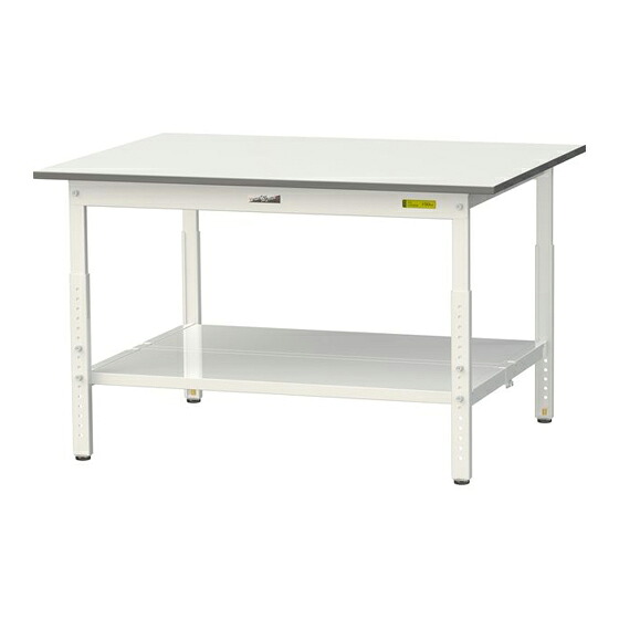 ●u.ヤマキン/山金工業 【SUPA-1290TT-WW】ワークテーブル 150シリーズ(高さ調整タイプ) H600～H900mm 全面棚板付 組立式