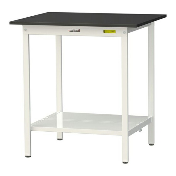 ●u.ヤマキン/山金工業 【SLKH-975TT-BKW】ワークテーブル LABシリーズ(固定式) H950mm 全面棚板付 ケミテクト天板(ブラック) 組立式