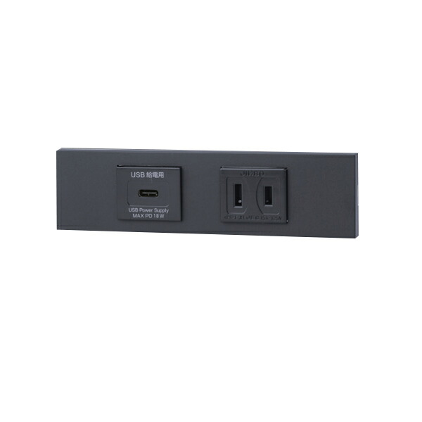 β神保電器 配線器具【KAG-2622】NKシリーズ 家具・機器用 USBコンセント(Type-C)＋コンセントセット(ソフトブラック) 受注生産