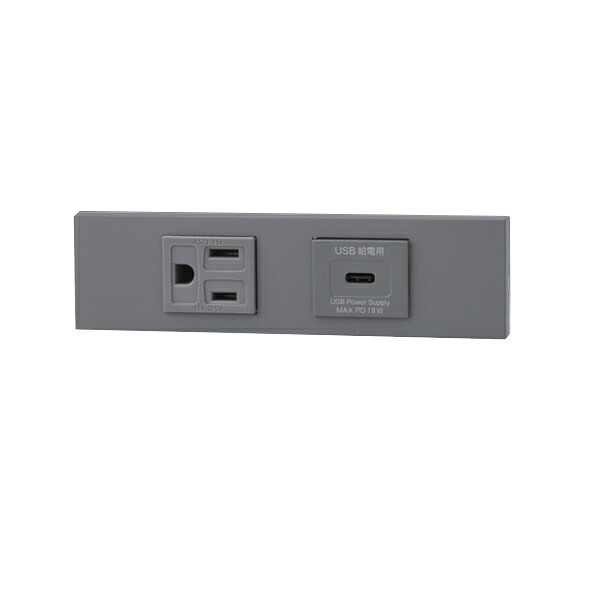 β神保電器 配線器具【KAG-2630】NKシリーズ 家具・機器用 接地コンセント＋USBコンセント(Type-C)セット(ソリッドグレー) 受注生産