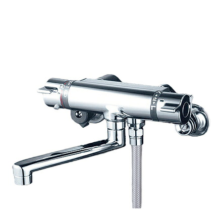 KVK 水栓金具【KF800WT3WP】風呂場用水栓 壁付サーモスタット式シャワー 3WAYワイドワンストップシャワーヘッド メッキ 冷ややかさ地〔HB〕