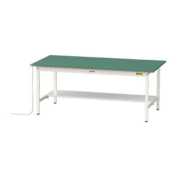 ●u.ヤマキン/山金工業 【SUPE-1890T-WW】ワークテーブル 150シリーズ 導電性マット貼りタイプ 固定式 H740mm 半面棚板付 組立式