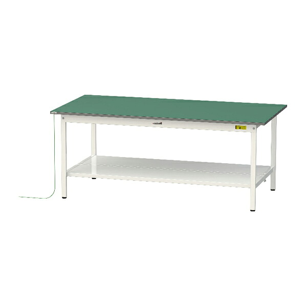 ●u.ヤマキン/山金工業 【SUPE-1875TT-WW】ワークテーブル 150シリーズ 導電性マット貼りタイプ 固定式 H740mm 全面棚板付 組立式