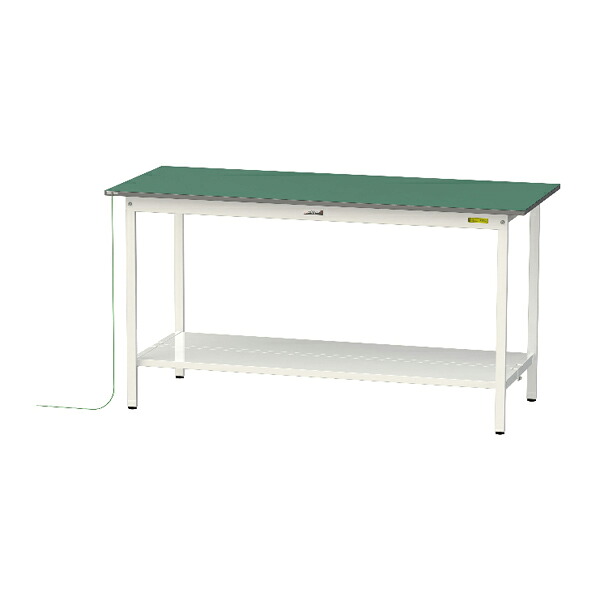 ●u.ヤマキン/山金工業 【SUPEH-1875TT-WW】ワークテーブル 150シリーズ 導電性マット貼りタイプ 固定式 H950mm 全面棚板付 組立式