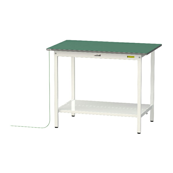 ●u.ヤマキン/山金工業 【SUPEH-1275TT-WW】ワークテーブル 150シリーズ 導電性マット貼りタイプ 固定式 H950mm 全面棚板付  組立式