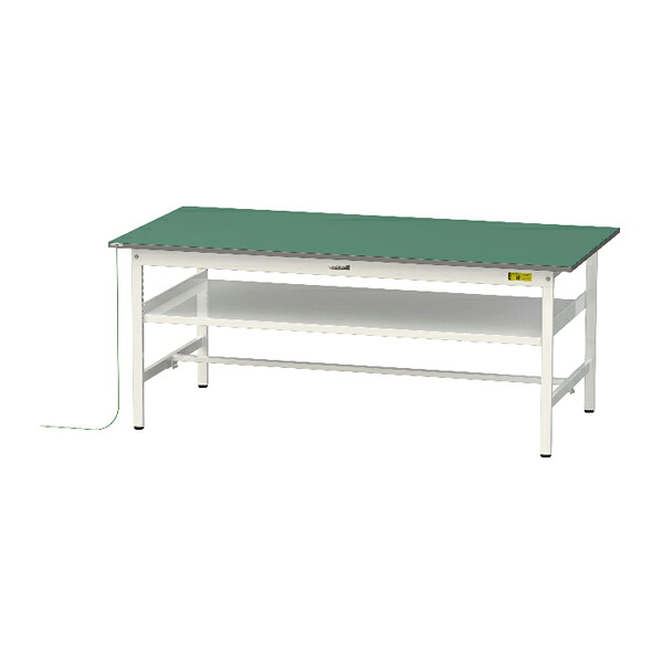 ●u.ヤマキン/山金工業 【SUPE-1875F-WW】ワークテーブル 150シリーズ 導電性マット貼りタイプ 固定式 中間棚 H740mm 基本形 組立式
