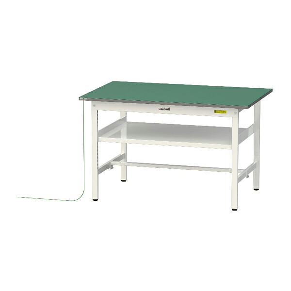 ●u.ヤマキン/山金工業 【SUPE-1275F-WW】ワークテーブル 150シリーズ 導電性マット貼りタイプ 固定式 中間棚 H740mm 基本形 組立式｜あいあいショップさくら