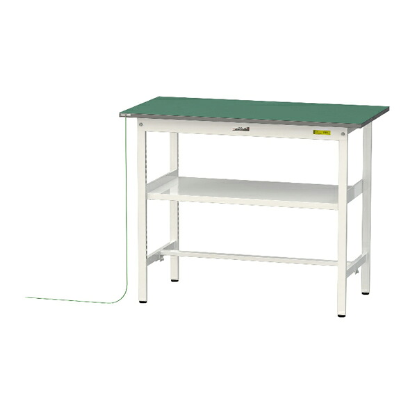 ●u.ヤマキン/山金工業 【SUPEH-1260F-WW】ワークテーブル 150シリーズ 導電性マット貼りタイプ 固定式 中間棚 H950mm 基本形  組立式