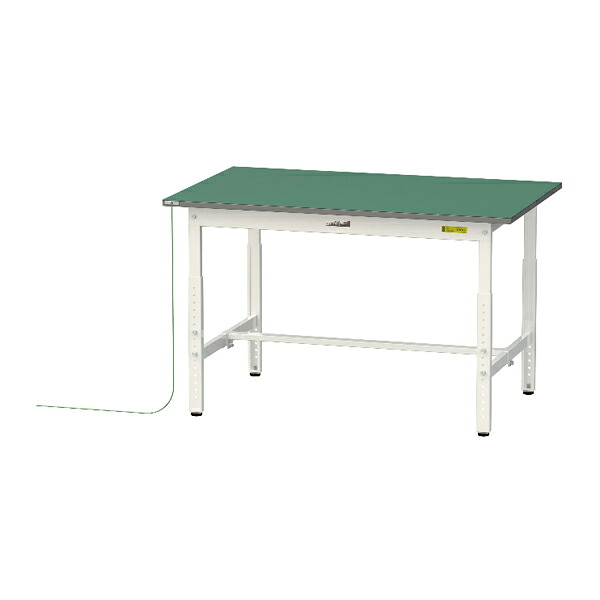●u.ヤマキン/山金工業 【SUPEA-1275-WW】ワークテーブル 150シリーズ 導電性マット貼りタイプ 高さ調整タイプ H600mm～H900mm 基本形 組立式｜あいあいショップさくら