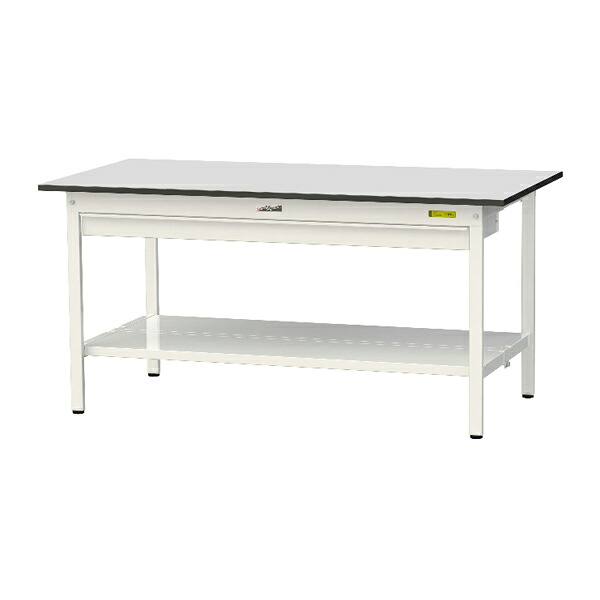 ●u.ヤマキン/山金工業 【SUR-1575WTT-GYW】ワークテーブル 150シリーズ 固定式 ワイド引出し付 H740mm 全面棚板付 RoHS2指令対応塩ビシート天板 組立式