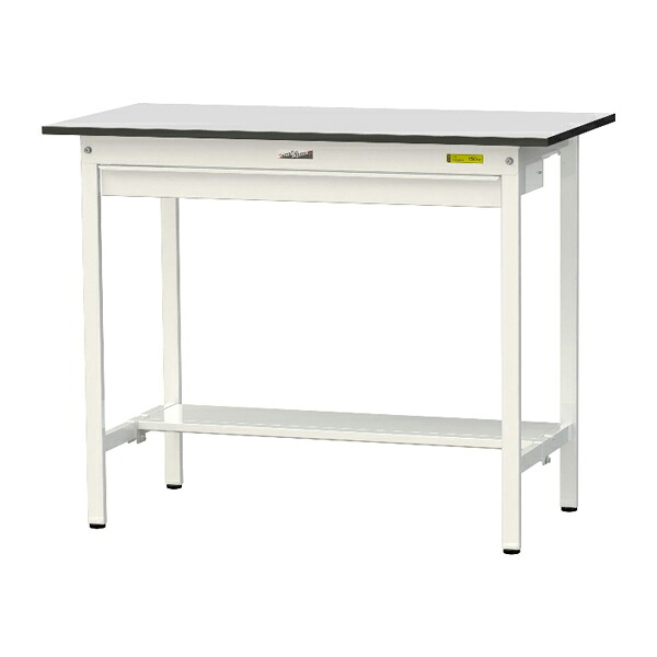 ●u.ヤマキン/山金工業 【SURH-1260WT-GYW】ワークテーブル 150シリーズ 固定式 ワイド引出し付 H950mm 半面棚板付 RoHS2指令対応塩ビシート天板 組立式