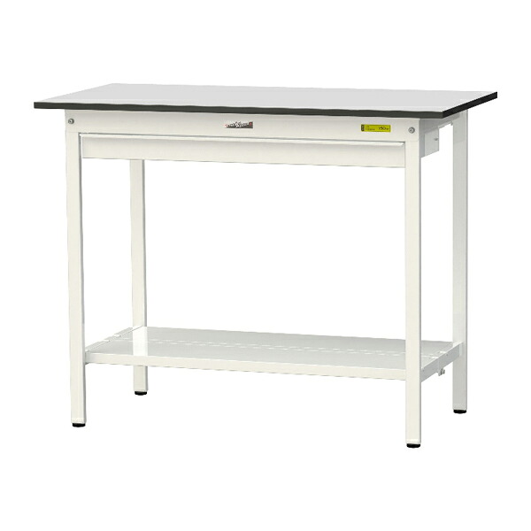●u.ヤマキン/山金工業 【SURH-1260WTT-GYW】ワークテーブル 150シリーズ 固定式 ワイド引出し付 H950mm 全面棚板付 RoHS2指令対応塩ビシート天板 組立式|あいあいショップさくら