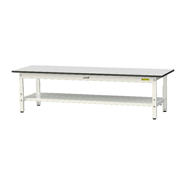 ●u.ヤマキン/山金工業 【SURAL-1860TT-GYW】ワークテーブル 150シリーズ 高さ調節タイプ H400mm～H575mm 全面棚板付 RoHS2指令対応塩ビシート天板 組立式｜あいあいショップさくら 35,750円