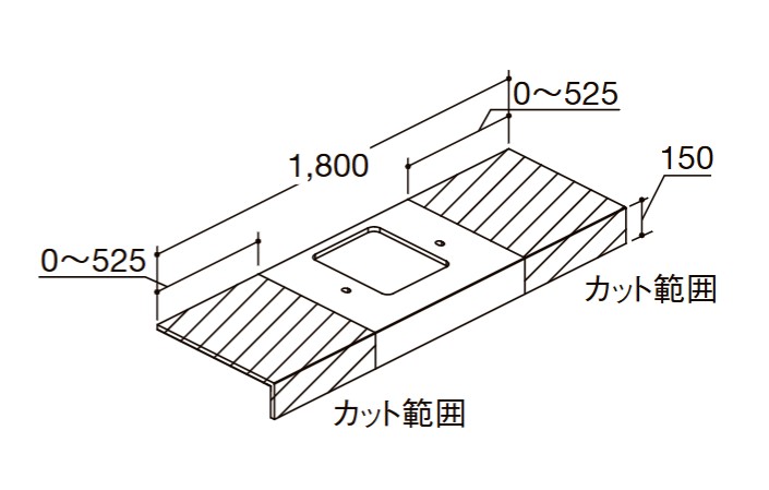 ●INAX/LIXIL カスタム バニティ【CSC-600SS(1800)CS5X】カウンタ 真四角どんぶり鉢用 両側壁用 受注約3週〔GI〕