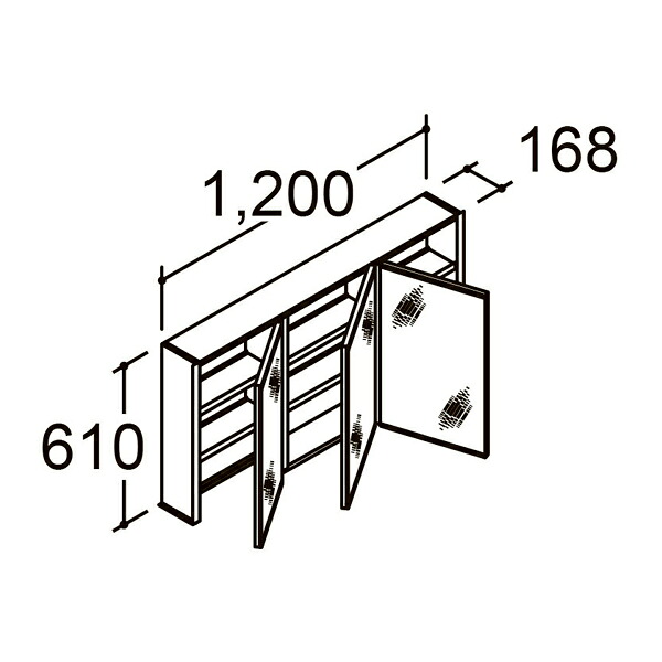 ●INAX/LIXIL カスタム バニティ【MCS-1203TYU-A】3面鏡 間口1200mm 照明なし プラグ式電源仕様 受注約2週〔GI〕|あいあいショップさくら