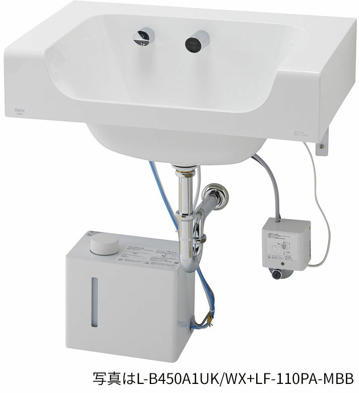 ●INAX/LIXIL 洗面かざり付ける台 書き割り品番【L-B450ANK/WX+LF-110SA-MBB】ラウンドデッキボウル 壁据えつける手合い(床水抜き) 単水栓 100V 水石ケン振り出し栓なし 受注生み出すこと〔GG〕