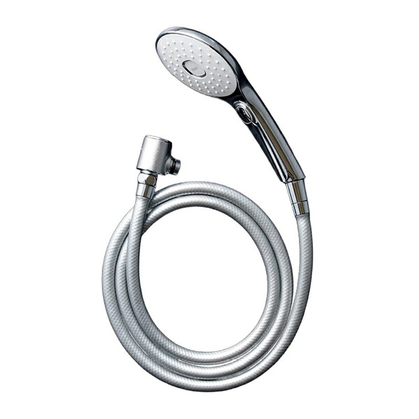 INAX/LIXIL 【BF-SL7MBGE(1.8)-AT】シャワーホースセット エコアクアPlusスイッチ付(めっき仕様)メタル調シルバーホース(樹脂製ホース)：1.8m〔EJ〕