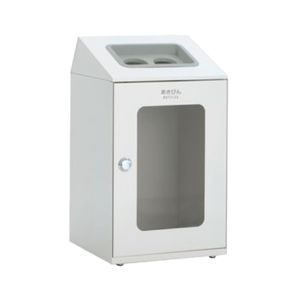 ●u.テラモト ゴミ箱【DS-166-357-7】ニートSTF ミエル オフホワイト あきびん用 約80L 屋内用 窓付タイプ 丸穴 受注生産|あいあいショップさくら