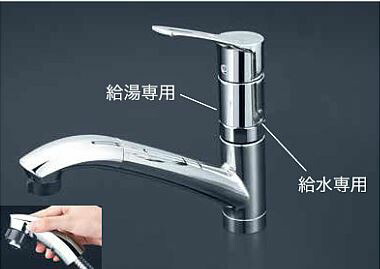 KVK 水栓金具【KM5031ZTTN】流し台用シングルレバー式シャワー付混合栓 給水・給湯接続 寒冷地用〔HB〕