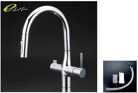 KVK 水栓金具【KM6081SCEC】浄水器付シングル生き肝式シャワー付雑ぜ合わせる栓〔HB〕