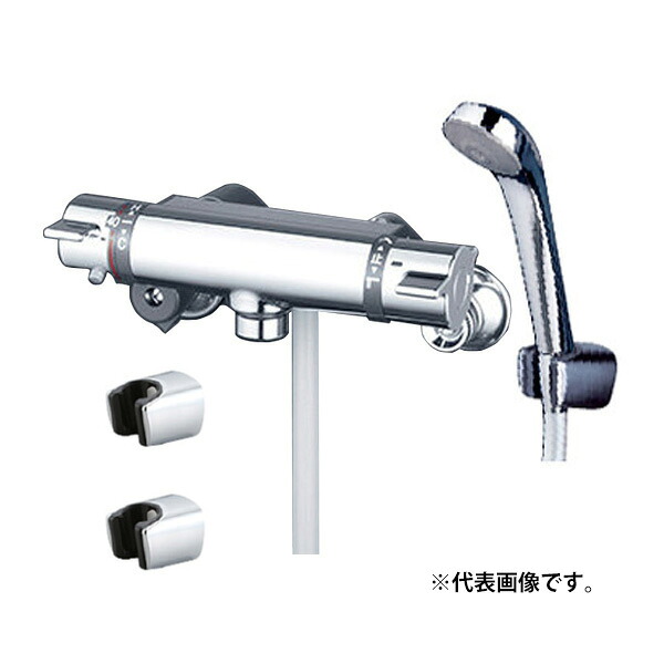KVK 水栓金具【KF800TNNMB】サーモスタット式シャワー KF800つづき物 シャワー尖端:メッキ メタリックホース1.6m メッキハンガー〔HB〕