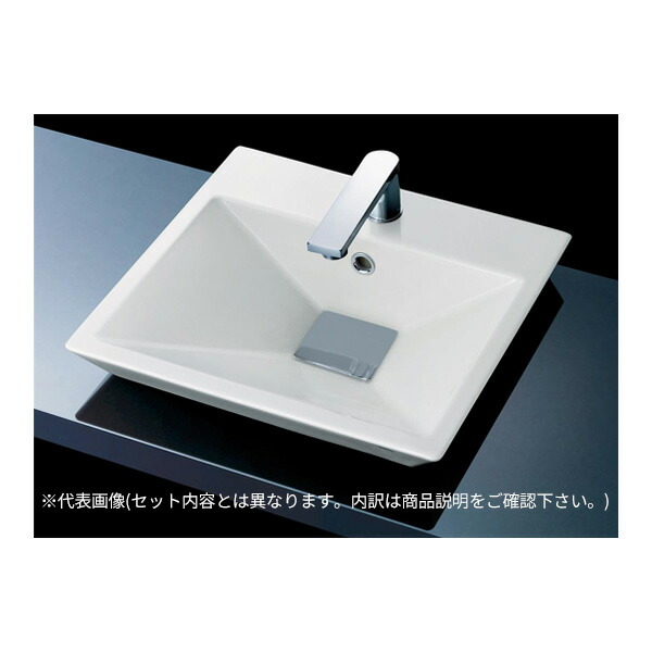 ●TOTO 書き割り品番【LS910CR#NW1+TLE25SS1A】カウンタ式洗面器 ベッセル式 白いこと 台付自動小銃水栓(単水栓・AC100V) アクアオート 壁水抜き金具(P落とし穴)