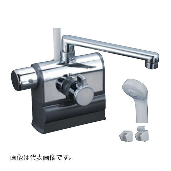 ◆在庫有り！KVK 水栓金具【KF3008LHS】デッキ形サーモスタット式シャワー 左ハンドル仕様 撥水サーモシリーズ 一般地・寒冷地共用 190mmパイプ付